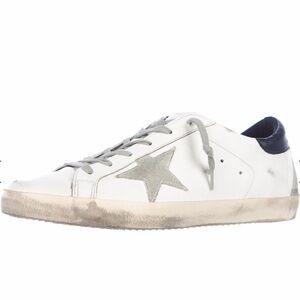 Authentic Golden Goose Super-Star in Cream/ Navy